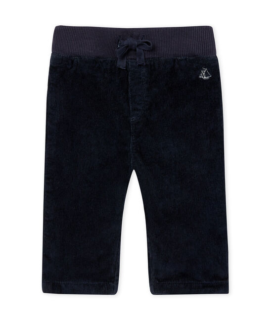 Pantalone per bebé maschio in doppio velluto stretch blu SMOKING