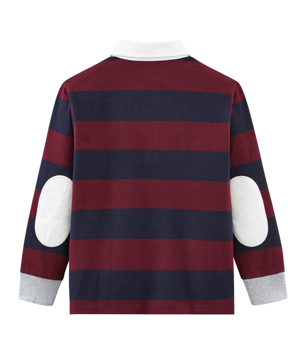 Polo rugby rigata per bambino blu/rosso