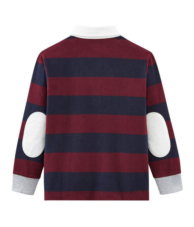 Polo rugby rigata per bambino blu/rosso