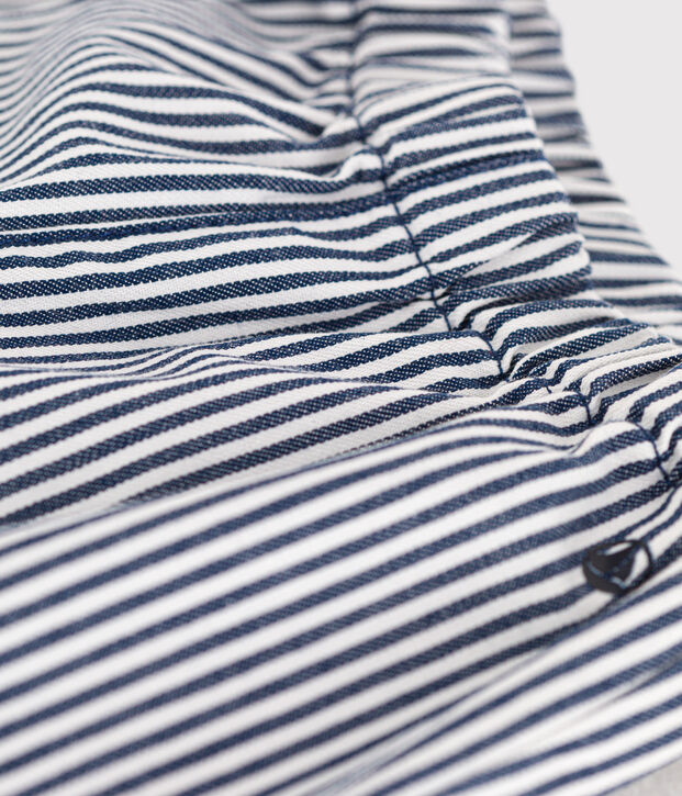 Pantaloni beb&egrave; in tela a righe. blu/bianco