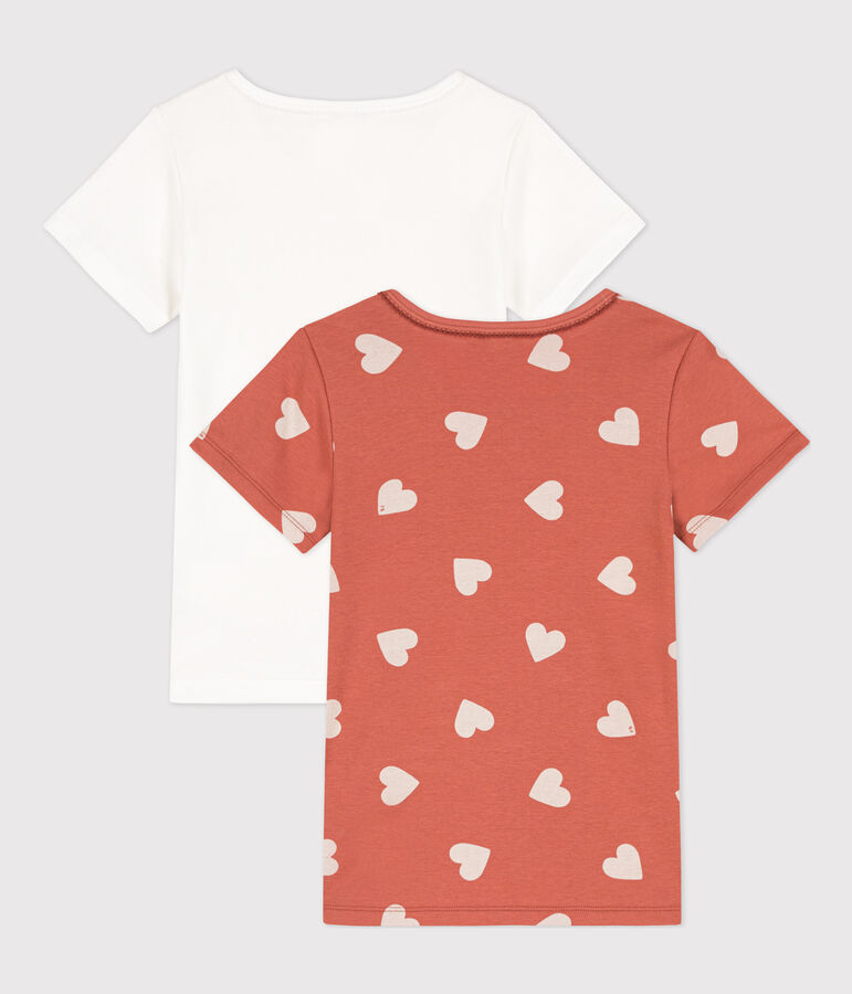 Confezione da 2 t-shirt a maniche corte, a cuori, bambina, cotone variante 1