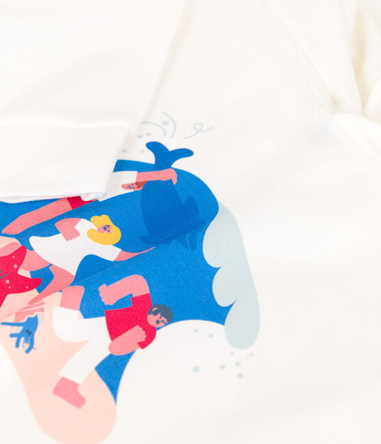 Felpa bambino Petit Bateau x Water Family bianco MARSHMALLOW