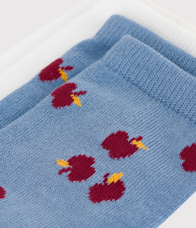 2 paia di calzini in cotone con mele stampate bambina multicolore