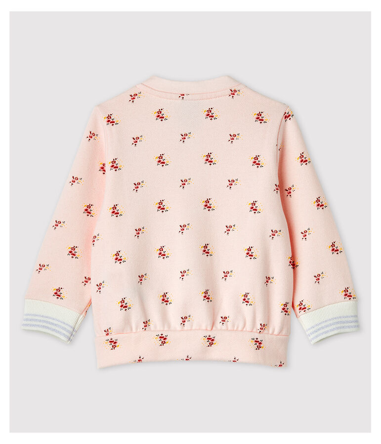 Teddy fantasia in molleton beb&egrave; femmina rosa FLEUR/bianco MULTICO