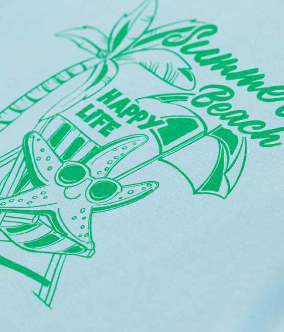 T-shirt a maniche corte in cotone con stampa bambino blu AQUATIC