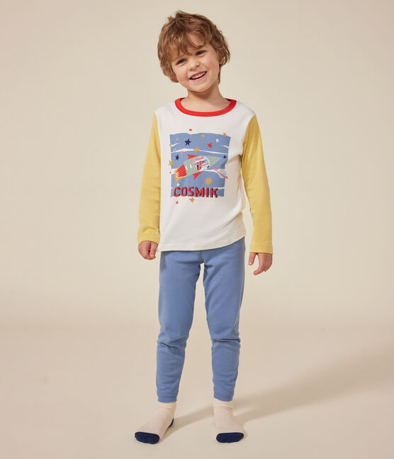 Pigiama bambino in cotone tinta unita con motivo spazio blu BEACH/ MULTICO