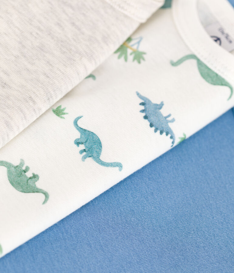 Set da 3 body a maniche corte in cotone con stampa neonato multicolore