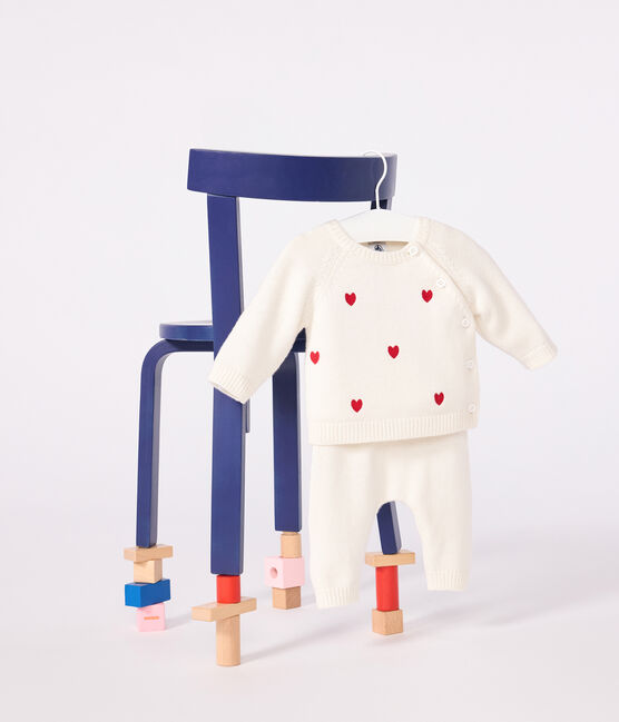 Set 2 pezzi in maglia con cuori ricamati neonato rosso MARSHMALLOW/ POMPEI