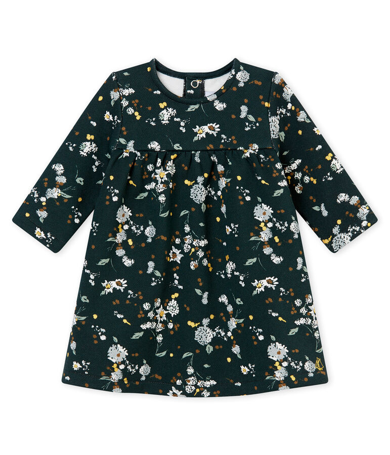 Abito stampato per beb&eacute; femmina verde/multicolore