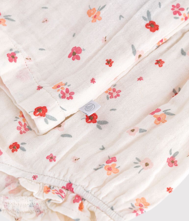 Vestito senza maniche per neonato in cotone stampato bianco/multicolore