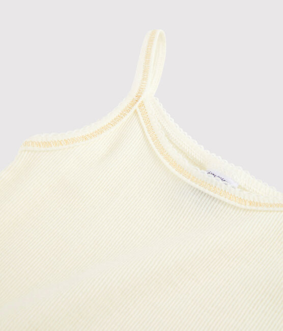 Canottiere con spalline in lana e cotone bambina bianco MARSHMALLOW