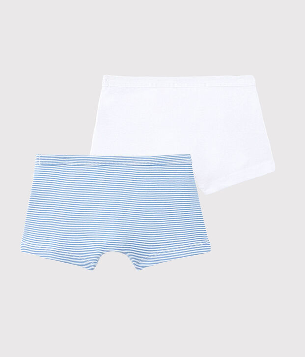 Confezione da 2 boxer millerighe blu bambino in cotone biologico multicolore
