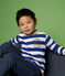 Polo a manica lunga in jersey bambino blu SURF/bianco MARSHMALLOW