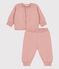 Completo 2 pezzi bebè in maglia di lana e cotone rosa SALINE
