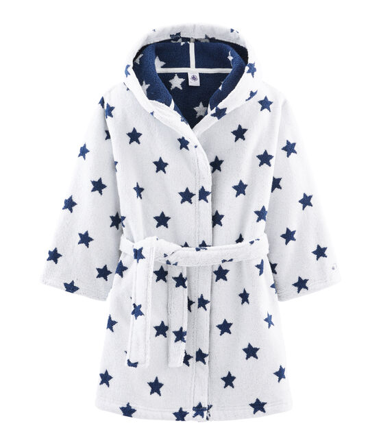 Accappatoio bambino in spugna bianco MARSHMALLOW/blu MEDIEVAL