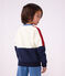 Felpa con cappuccio in cotone tinta unita con motivo color block bambino ecru/multicolore
