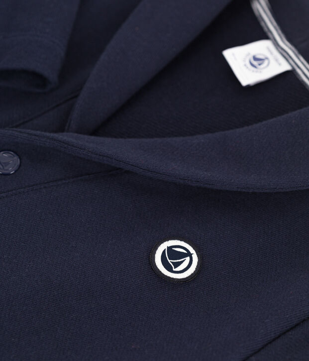 Cardigan in cotone tinta unita bambino blu