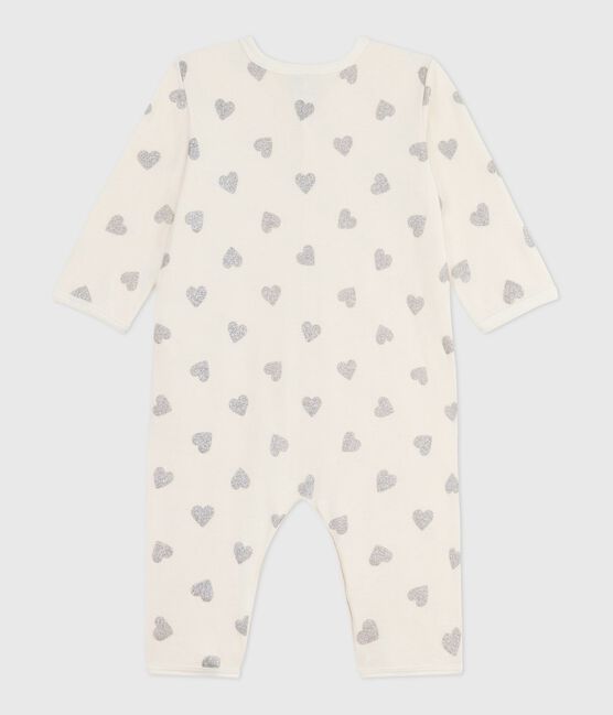 Pigiama senza piedini in cotone stampato neonato ecru MILK/ ARGENT