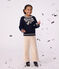 Pullover in misto lana e cotone con fantasia a fiocchi bambino blu/beige