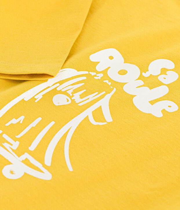 T-shirt a maniche lunghe in cotone con stampa bambina giallo