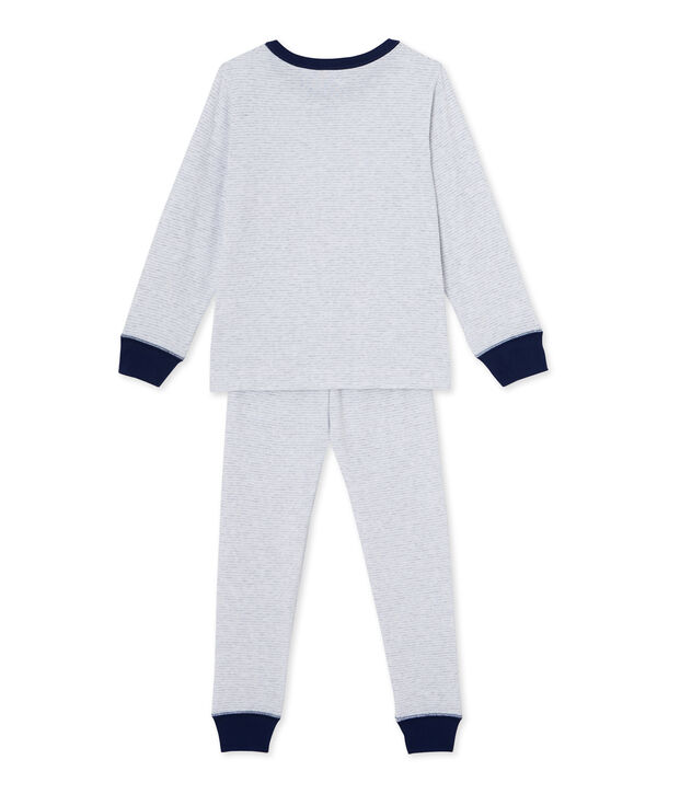 Pyjama gar&ccedil;on en milleraies grigio/bianco