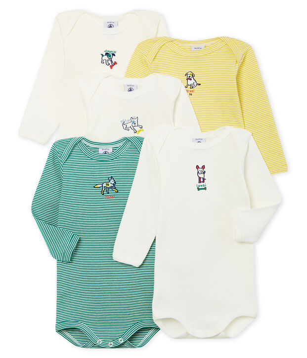 Confezione da 5 body a manica lunga beb&egrave; maschietto multicolore
