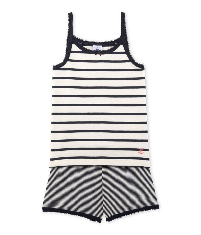 Pyjacourt fille ray&eacute; bianco/blu