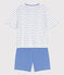 Pigiama corto donna in cotone bianco MARSHMALLOW/blu PERSE