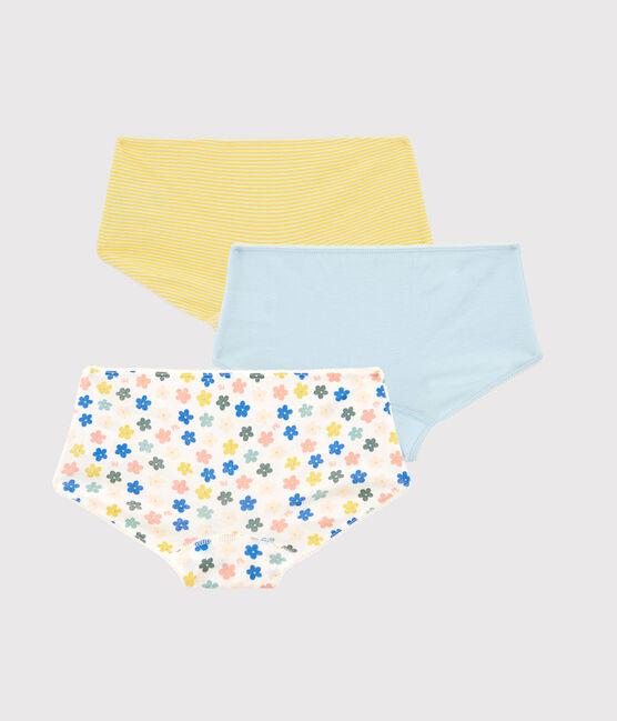 Confezione da 3 mutandine a fiori fosforescenti bambina in cotone variante 1