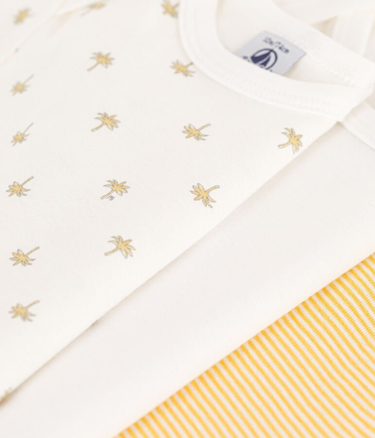 Confezione da 3 body manica corta in cotone motivo palme multicolore