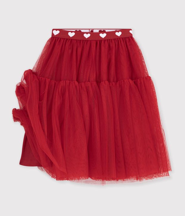 Gonna lunga in tulle tinta unita bambina rosso