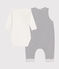 Completo con tutina e body in cotone per bebè bianco MARSHMALLOW/blu SMOKING