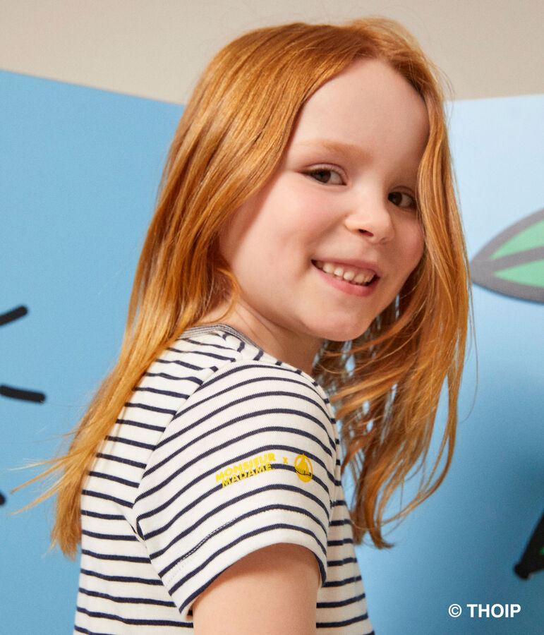 Abito Monsieur Madame in cotone bambina bianco/blu