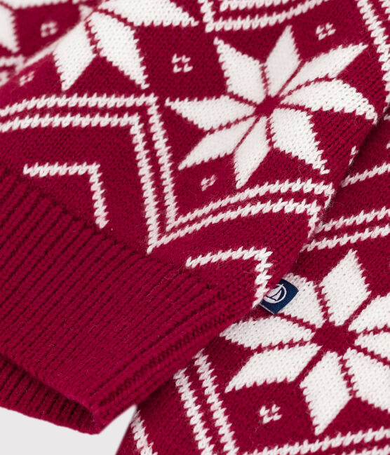 Pullover in lana e cotone fantasia bambino rosso AMARANTE/ AVALANCHE