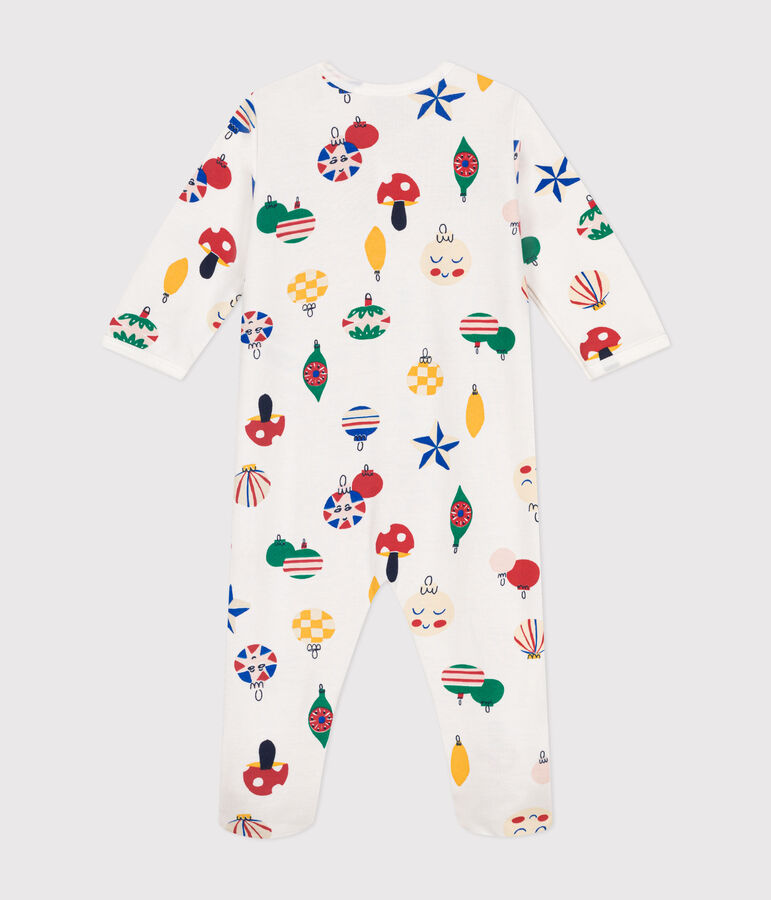 Pigiama in tessuto felpato spazzolato con palline di Natale stampate neonato bianco/multicolore