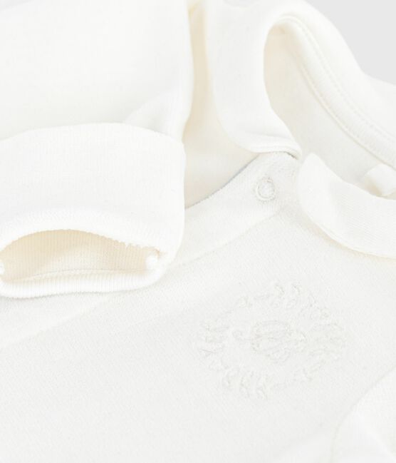 Pigiama con colletto in ciniglia tinta unita neonato bianco MARSHMALLOW
