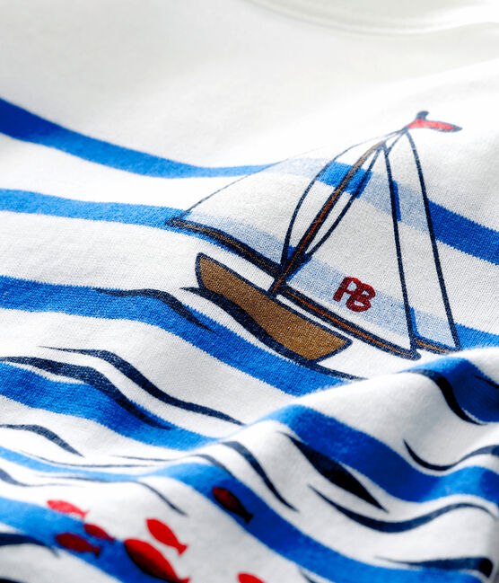 Marinière creativa per bebé maschio bianco MARSHMALLOW/blu PERSE