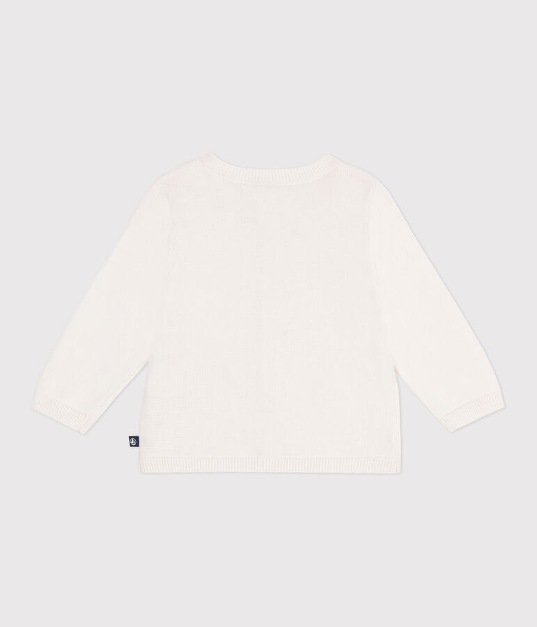 Cardigan in cotone a punto fantasia neonata bianco MARSHMALLOW