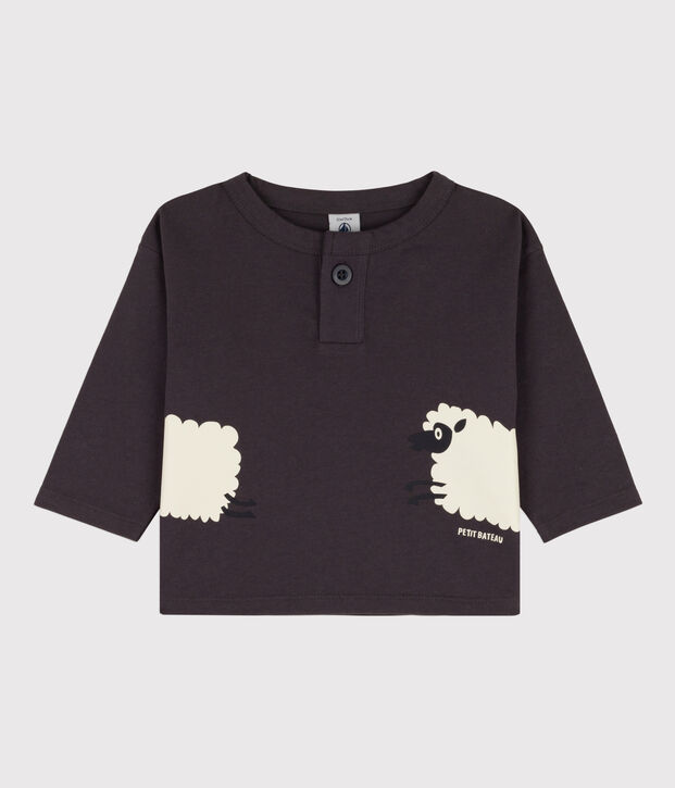 T-shirt maniche lunghe beb&egrave; in cotone grigio