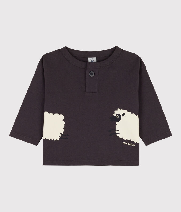 T-shirt maniche lunghe beb&egrave; in cotone grigio