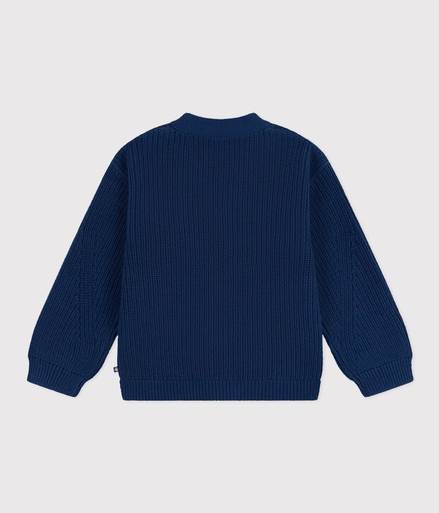 Cardigan a costa inglese in cotone bambina blu