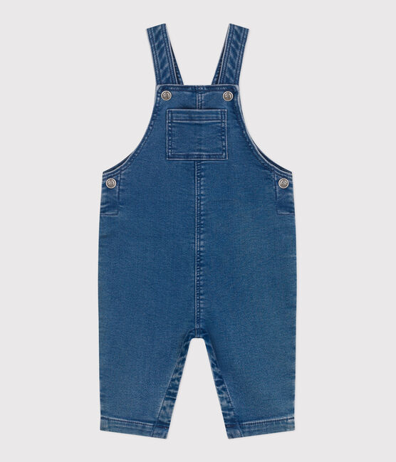 Salopette neonato in denim ed elastan a gamba lunga blu BLEU DELAVE
