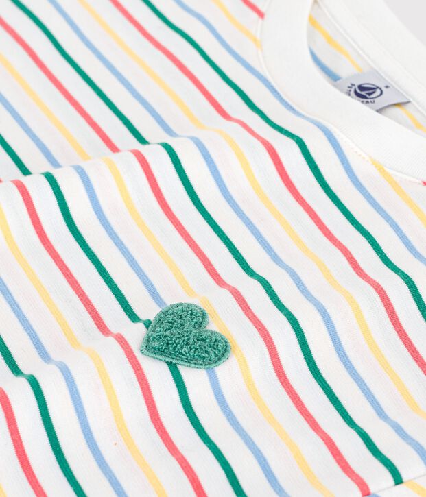 T-shirt a maniche corte in cotone a righe donna bianco/multicolore