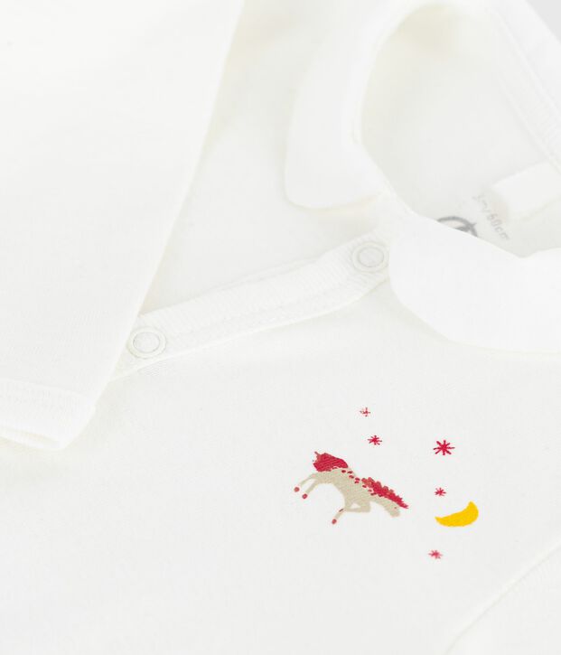 Pigiama senza piedini in cotone tinta unita neonato bianco