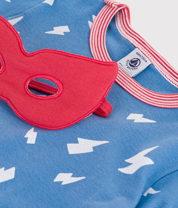 Pigiama bambino travestimento fosforescente in cotone con mantello blu/multicolore