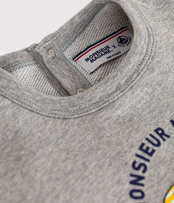 Maglia Monsieur Madame in tessuto felpato neonato grigio CHATON CHINE