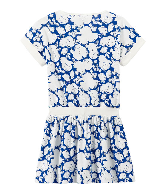 Abito bambina stampato bianco MARSHMALLOW/blu PERSE