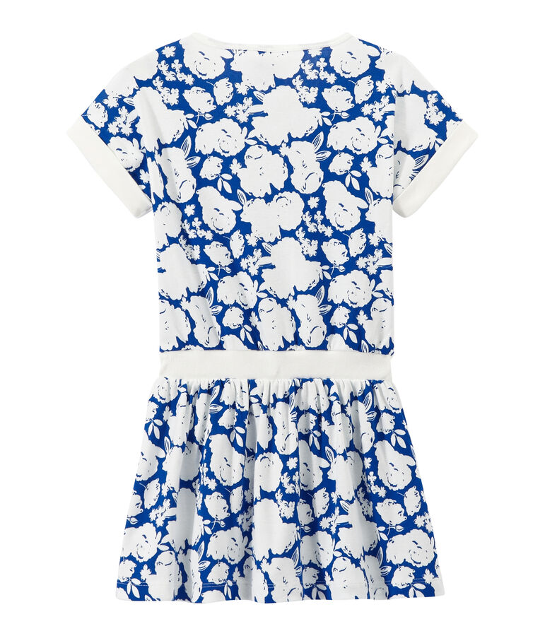 Abito bambina stampato bianco/blu