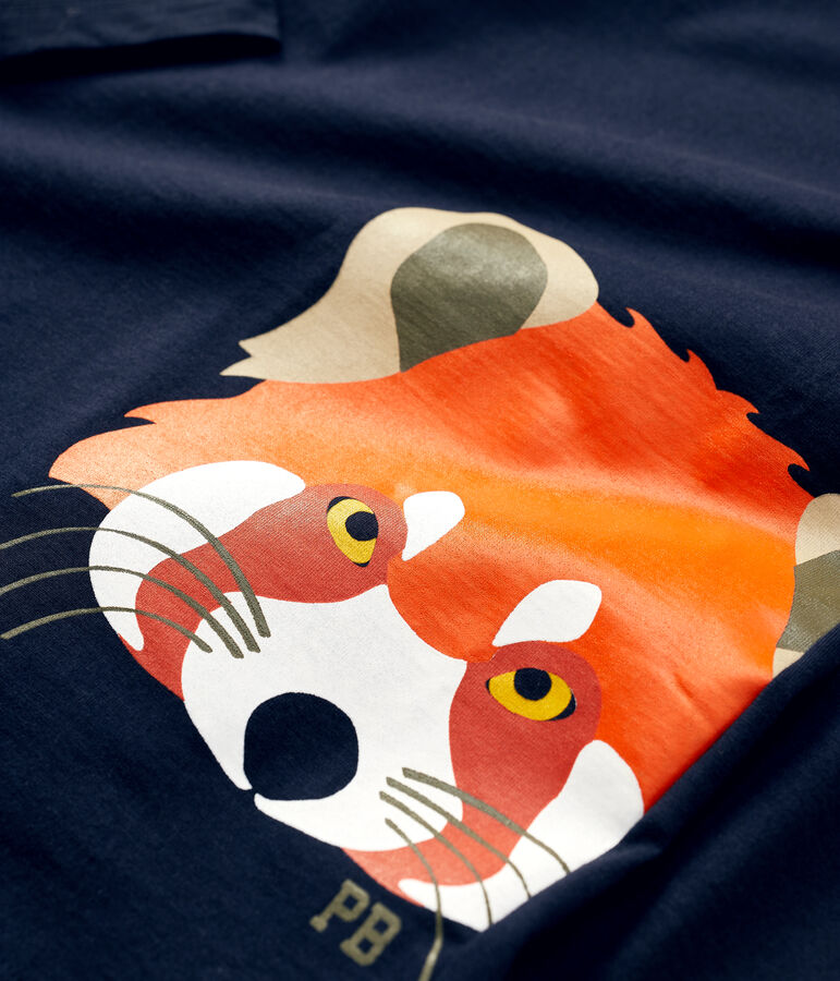 T-shirt bambino a maniche lunghe in cotone blu