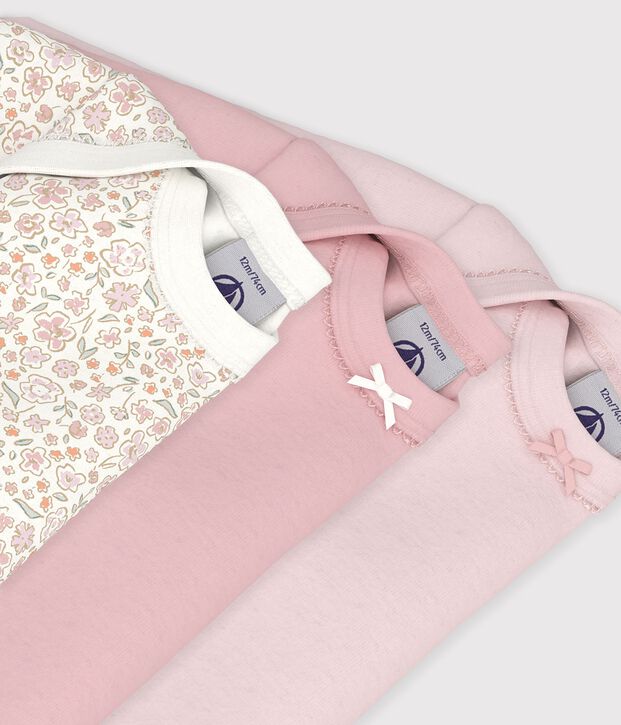 Set di body a maniche lunghe in cotone con stampa a fiori neonata multicolore